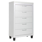 Better Home Products ELEGANT-CHEST-WHT Elegant 5 Drawer Chest Of Drawers For Bedroom In White