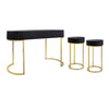 Benzara 3 Piece Wooden Scalloped Edge Occasional Table Set, Black and Gold