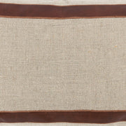 Benzara Fabric Pillow with Leatherette Accents, Cream and Brown
