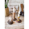 Kalalou NMCC1071 Set Of Three Repurposed Wooden Spool Taper Candle Holders