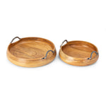 IMAX Worldwide Home Vallari Round Wood Trays - Set of 2