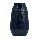 Sagebrook Home 16945-04 Ceramic, 12" Carved Vase, Navy Blue