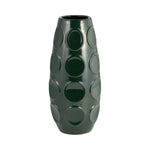 Sagebrook Home 18376-01 Stoneware, 13" Circle Embossed Vase, Forest Green