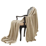 Benzara Dreux Cable Knitted Acrylic Throw with Seed Stitch Design, Beige