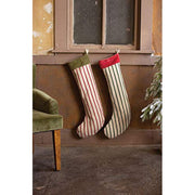 Kalalou set of 2 giant striped Christmas stockings with velvet collar