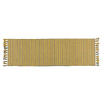 Benzara 2.5 X 8 Feet Rectangular Fabric Runner with Fringes, Yellow and Gray