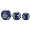 Sagebrook 16551-20 Ceramic, Chinoiserie Lotus Orbs, 4/5/6" Blue/White Set of 3