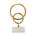 Sagebrook Home 17523-02 Metal/Marble, 17" Double Ring Accent, Gold