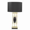 Benzara Metal Table Lamp with Rectangular Frame and Oval Accent, Black and Gold