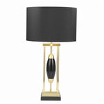 Benzara Metal Table Lamp with Rectangular Frame and Oval Accent, Black and Gold