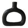 Sagebrook Home 18421-01 Cer 8" Textured Wide Cut-Out Vase, Black