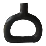 Sagebrook Home 18421-01 Cer 8" Textured Wide Cut-Out Vase, Black