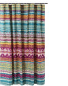 Benzara Oka Tribal Pattern Microfiber Shower Curtain with Buttonholes, Multicolor