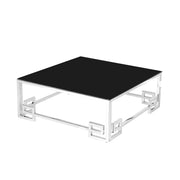 Sagebrook Home 14625-01 Stainless Steel Cocktail Table, Silver/Black Glass