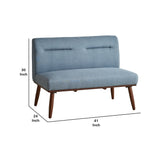 Benzara Fabric 2 Seater Loveseat Sofa with Splayed Legs, Blue and Brown