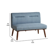 Benzara Fabric 2 Seater Loveseat Sofa with Splayed Legs, Blue and Brown