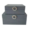 Sagebrook Home 16786-01 Set of 2 7/9" Box with Ring Detail, Denim Blue