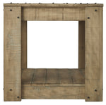 Benzara Plank Design Wooden Rectangular End Table with Weathered Look, Brown