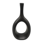 Sagebrook Home 18588-02 Ceramic, 12" Curved Open Cut Out Vase, Black