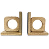 Sagebrook Home 18143 Wood, Set of 2 5" Cut Out Sqaure Bookend, Natural