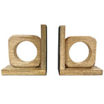 Sagebrook Home 18143 Wood, Set of 2 5" Cut Out Sqaure Bookend, Natural