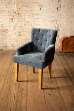 Kalalou NKHU1058 Velvet Arm Chair with Mango Wood Legs - Blue Steel