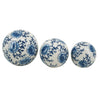 Sagebrook 16551-21 Ceramic, Chinoiserie Lotus Orbs, 4/5/6" Blue/White, Set of 3