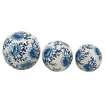 Sagebrook 16551-21 Ceramic, Chinoiserie Lotus Orbs, 4/5/6" Blue/White, Set of 3