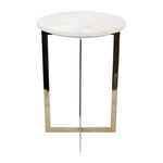 Sagebrook Home 18942 Metal, 20" Selenite Top Accent Table, Ivory/Gold