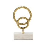 Sagebrook Home 17523-03 Metal/Marble, 12" Double Ring Accent, Gold