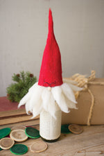 Kalalou CHB2031 Felt Santa with Glasses Wine Topper Set of 4