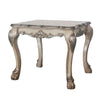 Benzara Scalloped Top Wooden End Table with Claw Leg Support, Antique Silver