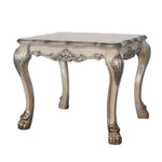 Benzara Scalloped Top Wooden End Table with Claw Leg Support, Antique Silver