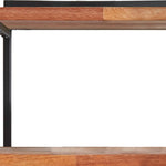 Benzara 2 Tier Wood and Metal Frame Wall Display with Tubular Frame, Brown and Black
