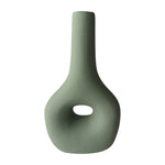 Sagebrook Home 18425-04 Ceramic, 9" Open Cut-Out Nomad Vase, Dark Sage