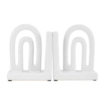 Sagebrook Home 16834-01 Ceramic, Set of 2 6" Arch Bookends, White