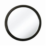 Benzara Contemporary Round Wooden Frame Mirror with Mounting Hardware, Black