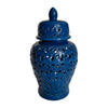 Sagebrook Home 12468-11 Ceramic, 24" Pierced Temple Jar, Blue