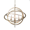 Benzara 4 Light Wrought Iron Circular Frame Chandelier, Gray