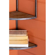 Kalalou CHYK1190 Corner Metal and Wood Wall Shelf