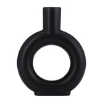 Sagebrook Home 17054-02 Ceramic, 9" Round Cut-Out Vase, Black