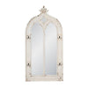 Benzara Vintage Style Arched Shape Wooden Frame Wall Mirror, Antique White