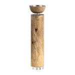 Sagebrook Home 18212-02 Wood, 14" Acrylic Detail Taper Candleholder, Natur