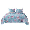 Greenland Home Fashions Avril Turquoise Blue Quilt Set Oversized Floral Quatrefoil Digitally Printed
