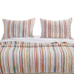 Greenland Home Fashions Sunset Stripe Multi Quilted Reversible Cotton Microfiber Pillow Cover Sham