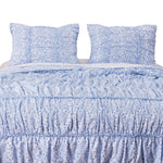 Greenland Home Fashions Helena Ruffle Blue Quilt Set Romantic Vintage Porcelain Print