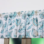 Greenland Home Fashions Cruz 19-Inch Coastal Window Valance – Seashell Print in Aqua and Taupe