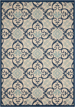 Nourison Caribbean Transitional Ivory/Navy Area Rug