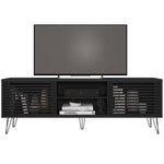 Better Home Products FRIZZ-TVSTN-BLK Frizz Mid-Century Modern TV Stand For Up To 70 Inches TV In Black / Easy Assembly