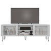 Better Home Products FRIZZ-TVSTN-WHT Frizz Mid-Century Modern TV Stand For Up To 70 Inches TV In White / Easy Assembly